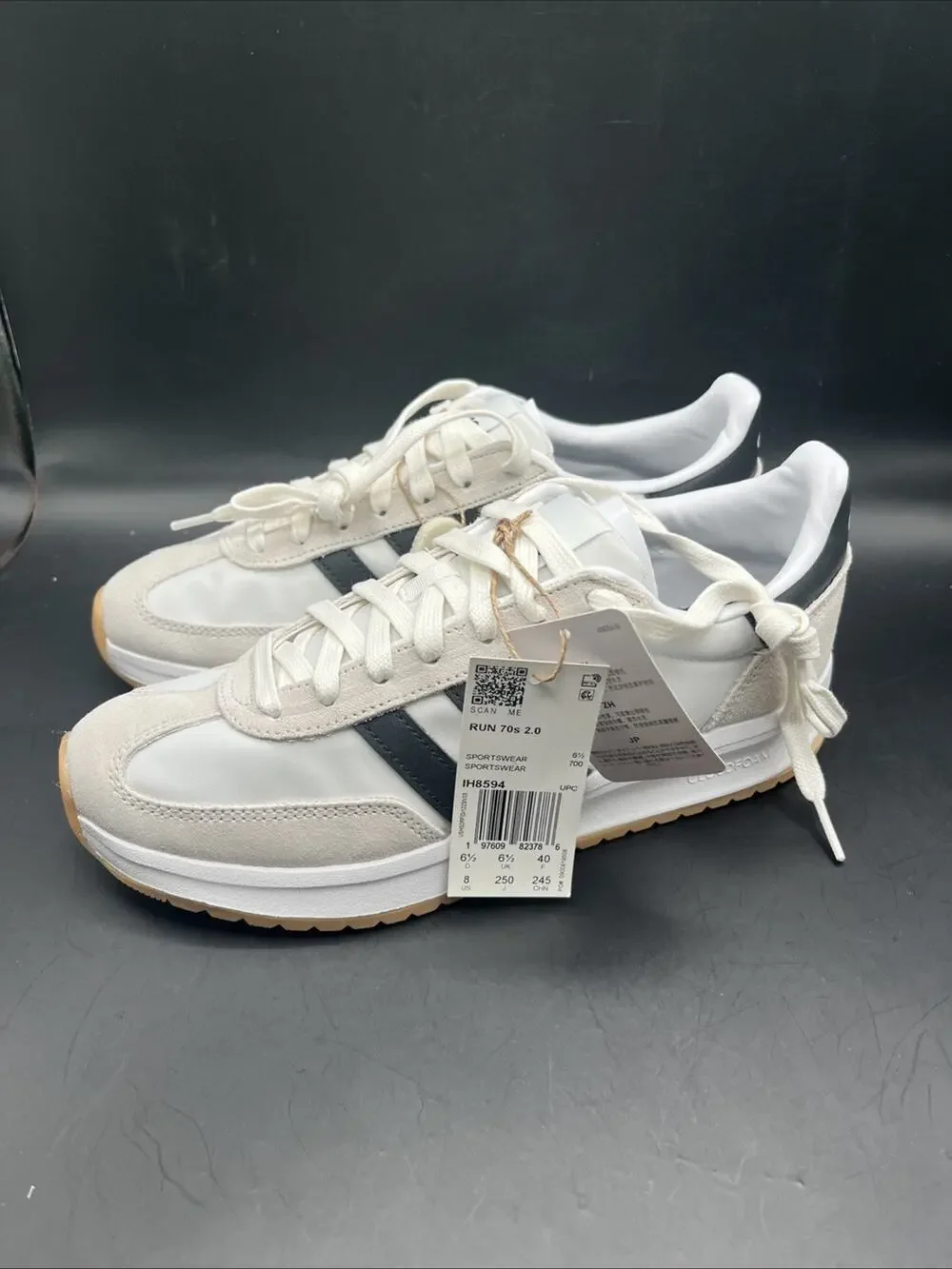 ADIDAS Run 70s 2.0 IH8584 White/Black/Gum Men's Size 6.5 Running Course NWOB